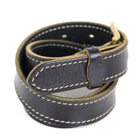 VTG SADDLE BLACK GENUINE LEATHER 1 1/8"Wd STITCH CASUAL DRESS MEN'S BELT 30 (35M - Picture 5 of 10